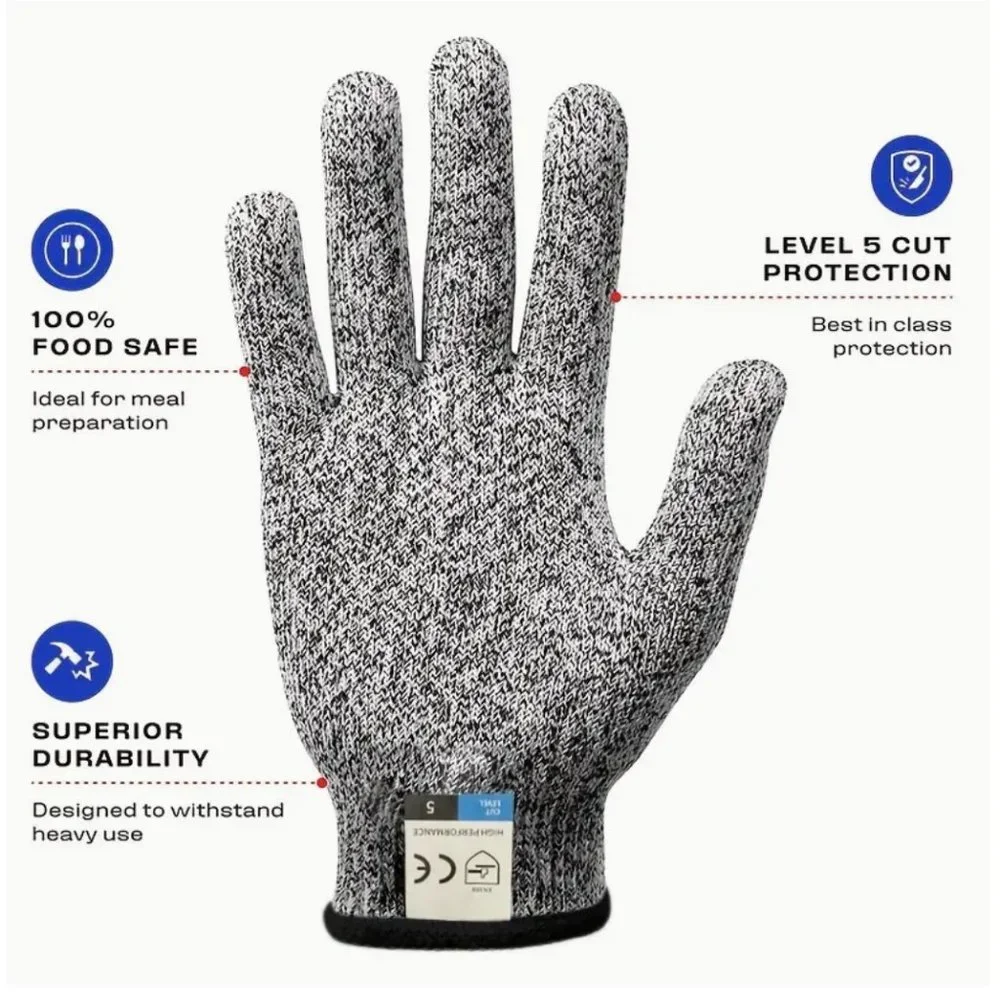 Pair of Cut resistant Gloves Food Grade Level 5 Protection Safety Kitchen